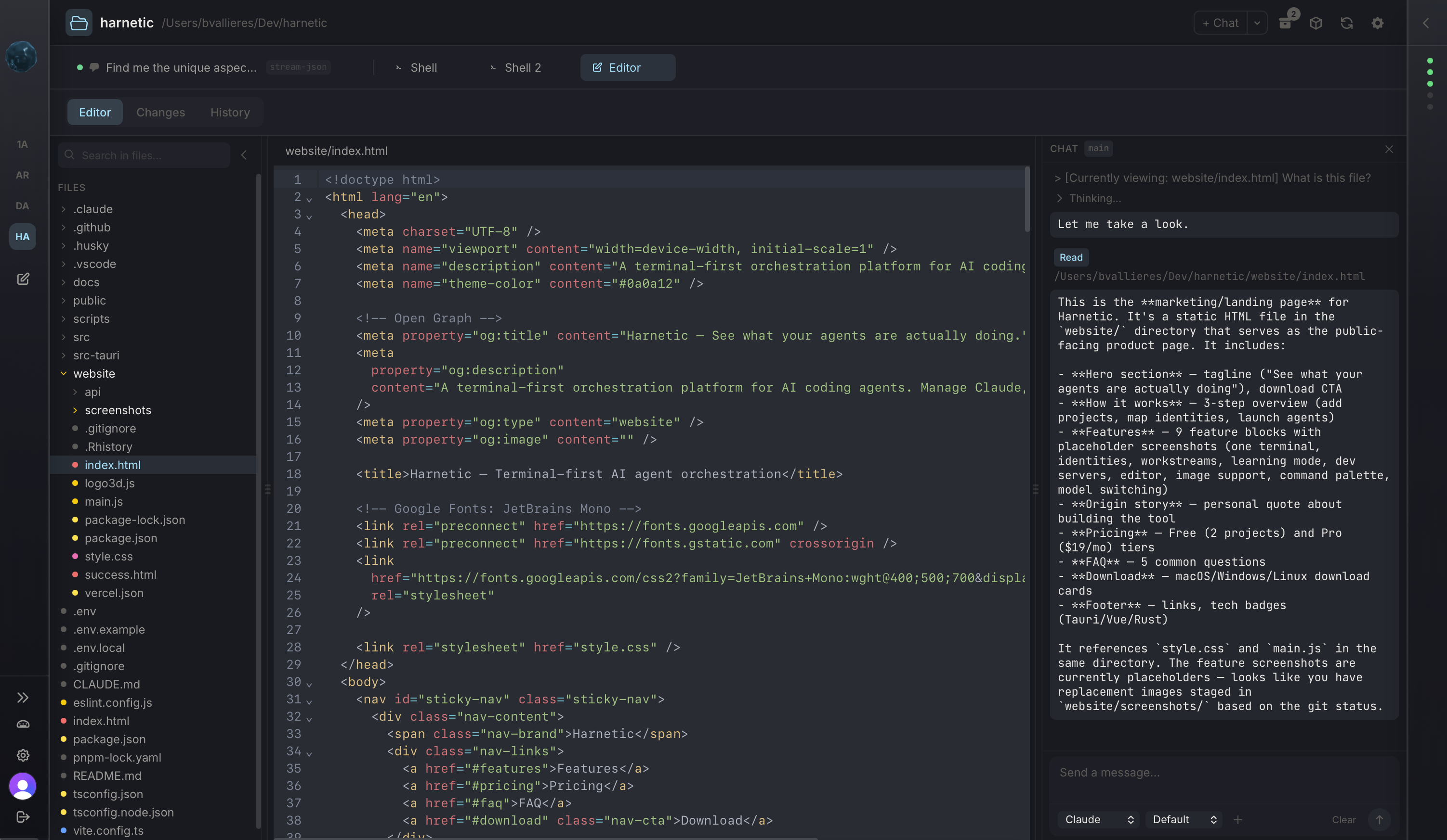 Code editor included